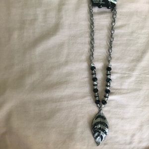 Black feather necklace